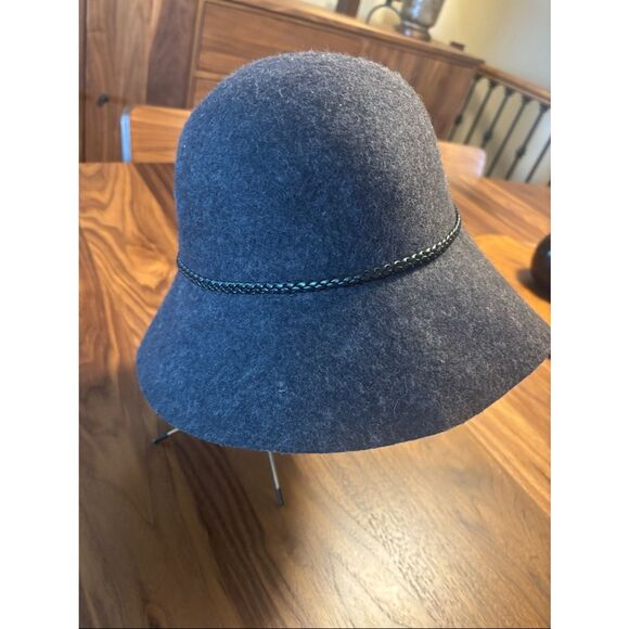 Coldwater Creek Charcoal Felt Floppy Hat with Braided Band